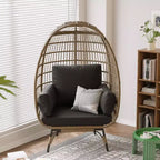 Sedia a uovo da interno/esterno oversize con struttura in acciaio - Sedia a dondolo pensile in rattan e vimini per patio, giardino, soggiorno