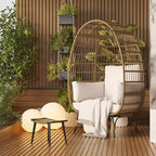 Sedia a uovo da interno/esterno oversize con struttura in acciaio - Sedia a dondolo pensile in rattan e vimini per patio, giardino, soggiorno