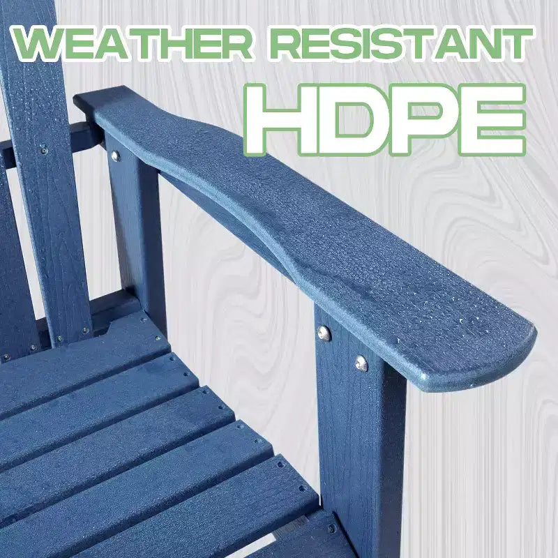 Folding Adirondack Chair - Plastic, Wide Armrest, Deep Seat, Weather Resistant, Waterproof, UV Resistant for Patio Lawn Garden Backyard Fire Pit