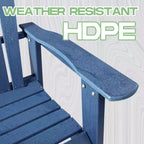 Folding Adirondack Chair - Plastic, Wide Armrest, Deep Seat, Weather Resistant, Waterproof, UV Resistant for Patio Lawn Garden Backyard Fire Pit