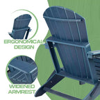 Folding Adirondack Chair - Plastic, Wide Armrest, Deep Seat, Weather Resistant, Waterproof, UV Resistant for Patio Lawn Garden Backyard Fire Pit