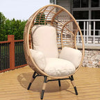 Whisen Sedia a uovo sospesa ad arco per esterni, sedia a dondolo da patio in rattan PE con cuscino - Naturale