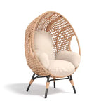 Whisen Sedia a uovo sospesa ad arco per esterni, sedia a dondolo da patio in rattan PE con cuscino - Naturale