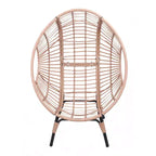 Whisen Sedia a uovo sospesa ad arco per esterni, sedia a dondolo da patio in rattan PE con cuscino - Naturale
