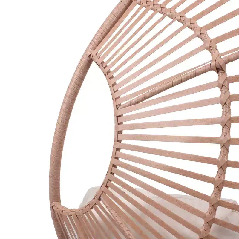 Whisen Sedia a uovo sospesa ad arco per esterni, sedia a dondolo da patio in rattan PE con cuscino - Naturale