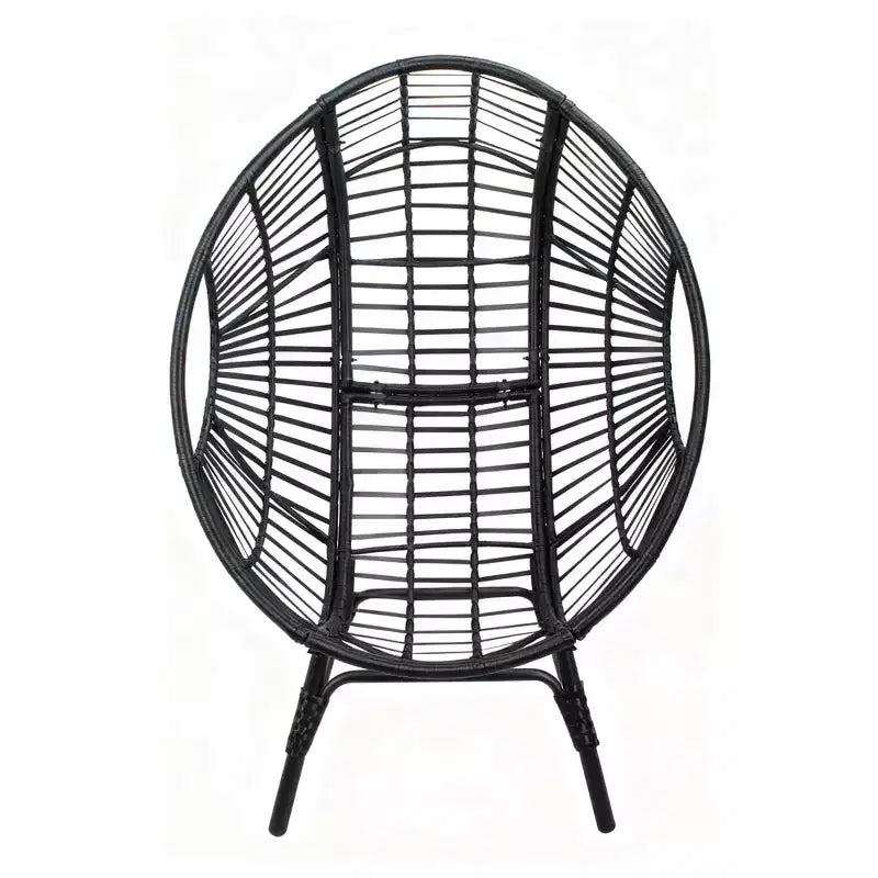 Whisen Outdoor Arc Back Hanging Egg Chair, sedia a dondolo in rattan PE da patio con cuscino - Nero e Grigio