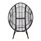 Whisen Outdoor Arc Back Hanging Egg Chair, sedia a dondolo in rattan PE da patio con cuscino - Nero e Grigio