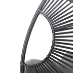 Whisen Outdoor Arc Back Hanging Egg Chair, sedia a dondolo in rattan PE da patio con cuscino - Nero e Grigio