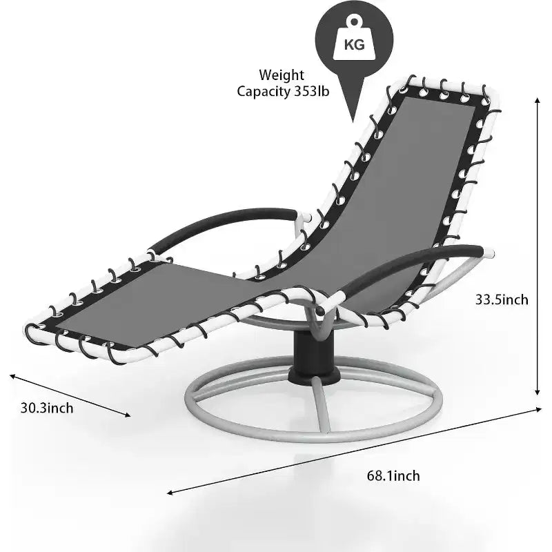Sedia a sdraio girevole a 360° per esterni, lettino da patio resistente alle intemperie con schienale regolabile per bordo piscina, cortile, prato e prendere il sole