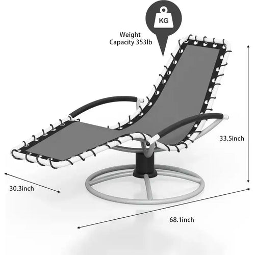 Sedia a sdraio girevole a 360° per esterni, lettino da patio resistente alle intemperie con schienale regolabile per bordo piscina, cortile, prato e prendere il sole