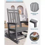 Outdoor Rocking Chair, Poly High Back Porch Rocker Chairs for Adults, All Weather Resistant Furniture for Patio & Front Porch