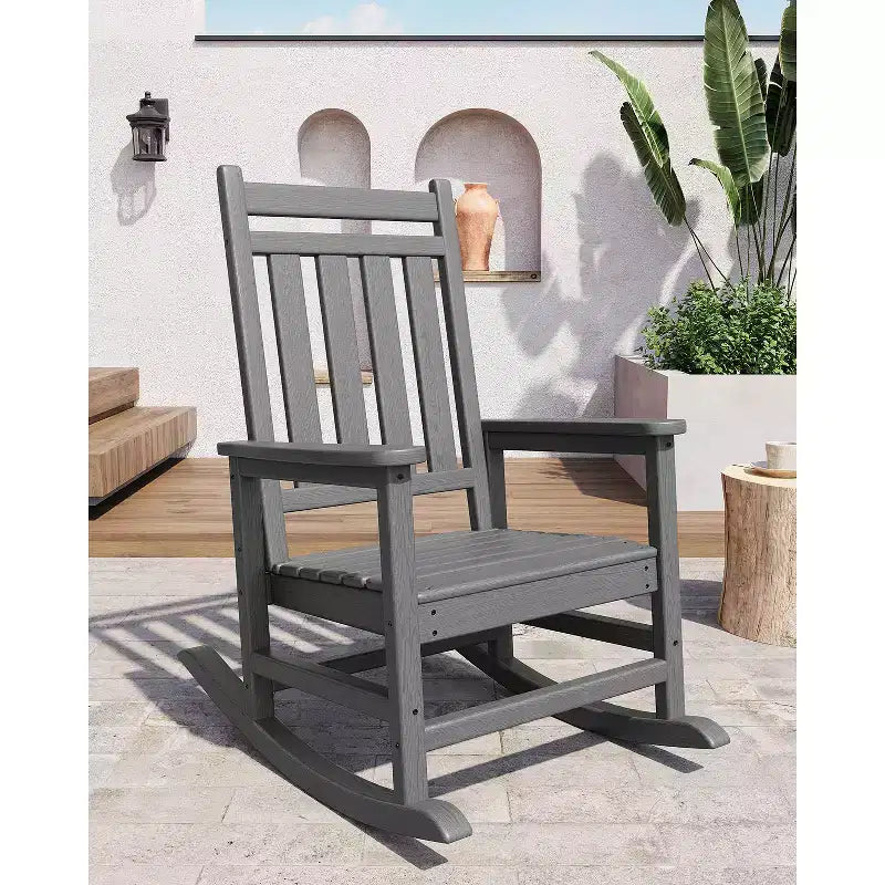 Outdoor Rocking Chair, Poly High Back Porch Rocker Chairs for Adults, All Weather Resistant Furniture for Patio & Front Porch