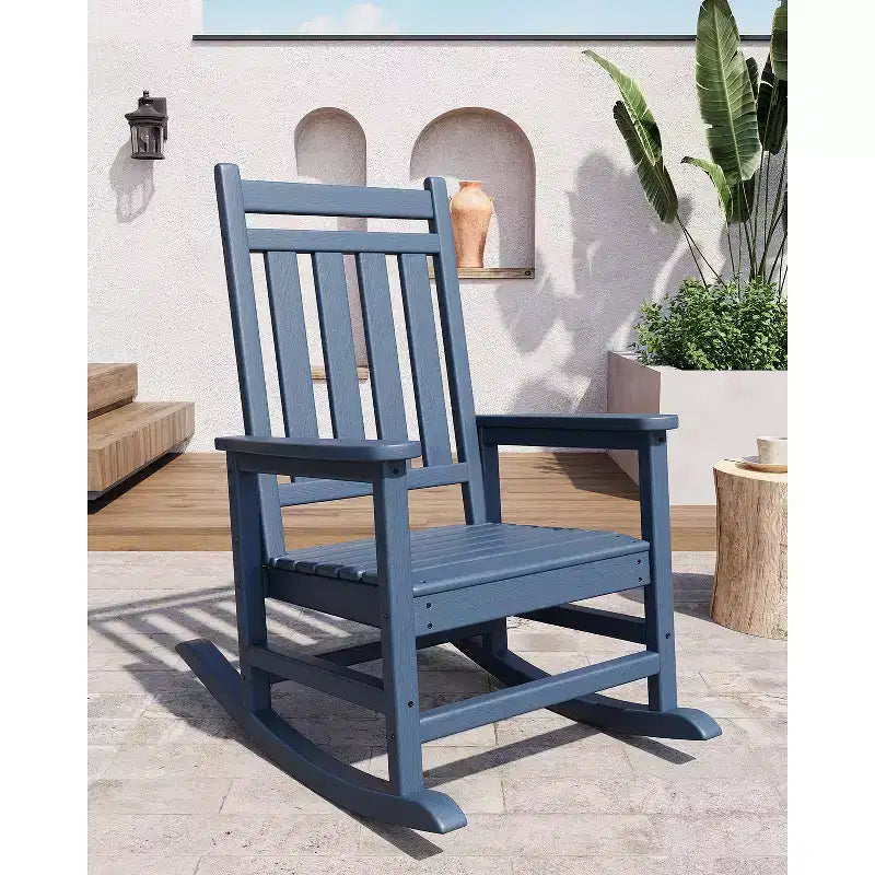 Outdoor Rocking Chair, Poly High Back Porch Rocker Chairs for Adults, All Weather Resistant Furniture for Patio & Front Porch