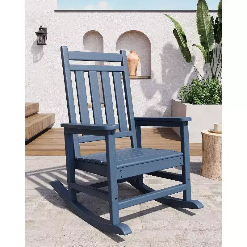 Outdoor Rocking Chair, Poly High Back Porch Rocker Chairs for Adults, All Weather Resistant Furniture for Patio & Front Porch