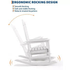 Outdoor Rocking Chair, Poly High Back Porch Rocker Chairs for Adults, All Weather Resistant Furniture for Patio & Front Porch