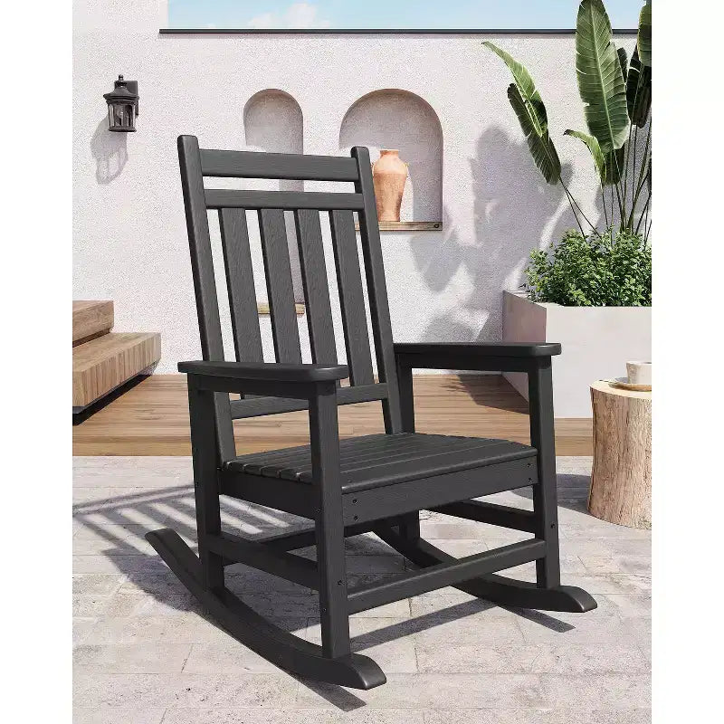 Outdoor Rocking Chair, Poly High Back Porch Rocker Chairs for Adults, All Weather Resistant Furniture for Patio & Front Porch