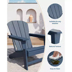 Sedia Adirondack Moderna Oversize in Plastica, Sedia da Giardino Ergonomica Resistente alle Intemperie Impilabile per Patio Esterno, Cortile, Giardino, Prato, Bordo Piscina, Spiaggia
