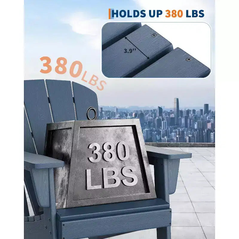 Sedia Adirondack Moderna Oversize in Plastica, Sedia da Giardino Ergonomica Resistente alle Intemperie Impilabile per Patio Esterno, Cortile, Giardino, Prato, Bordo Piscina, Spiaggia