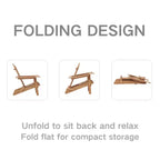 Outdoor Adirondack Chairs Set of 2, Folding Wooden Adirondack Chairs, All-Weather Wood Patio Chairs for Backyard, Poolside, or Garden-Panipeachy