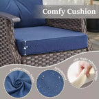 Set di 2 sedie a dondolo da esterno con cuscini, poltrone a dondolo in vimini grigio per tutte le stagioni per portico, giardino, terrazza o cortile - Panipeachy