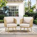 All-Weather Rattan Patio Chairs Set of 2, PE Wicker Barrel Club Chairs with 4 Thick Cushions for Porch, Deck, or Backyard-Panipeachy
