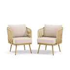 Set di 2 sedie da giardino in rattan per tutte le stagioni, sedie a barilotto in vimini PE con 4 cuscini spessi per portico, terrazza o cortile - Panipeachy