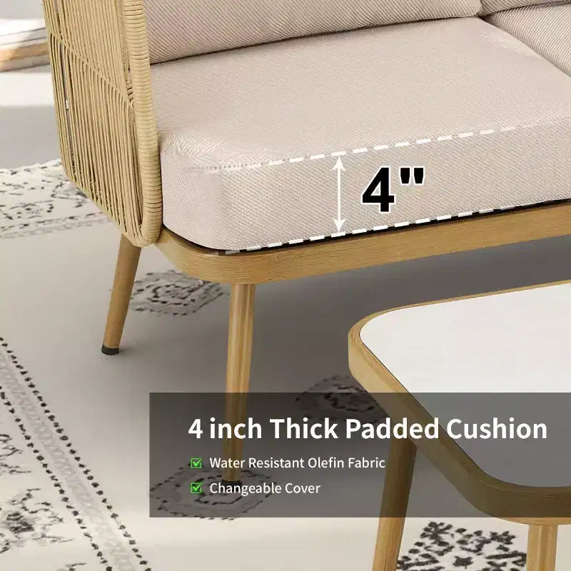 Set di 2 sedie da giardino in rattan per tutte le stagioni, sedie a barilotto in vimini PE con 4 cuscini spessi per portico, terrazza o cortile - Panipeachy