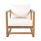 Moderna Poltrona Lounge da Esterno con Cuscini, Poltrona Club da Patio in Legno Massello di Acacia, Seduta Profonda Oversize per Giardino, Portico o Terrazza - Panipeachy