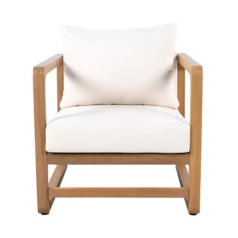 Moderna Poltrona Lounge da Esterno con Cuscini, Poltrona Club da Patio in Legno Massello di Acacia, Seduta Profonda Oversize per Giardino, Portico o Terrazza - Panipeachy