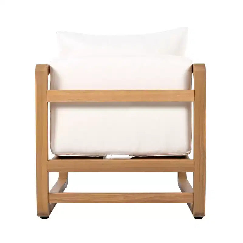 Moderna Poltrona Lounge da Esterno con Cuscini, Poltrona Club da Patio in Legno Massello di Acacia, Seduta Profonda Oversize per Giardino, Portico o Terrazza - Panipeachy