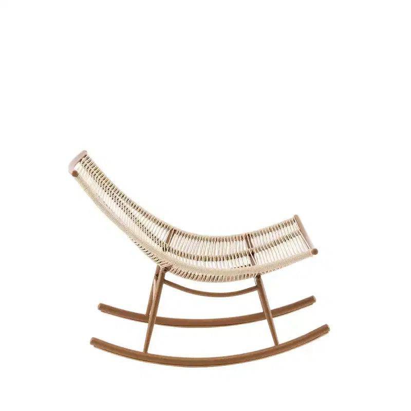 ModernLuxe Outdoor Rocking Chair, Weather-Resistant PE Rattan Patio Rocker with Sturdy Metal Frame, Ergonomic Curved Lounge Chair, Beige