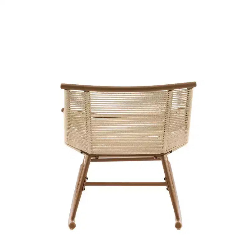 ModernLuxe Outdoor Rocking Chair, Weather-Resistant PE Rattan Patio Rocker with Sturdy Metal Frame, Ergonomic Curved Lounge Chair, Beige