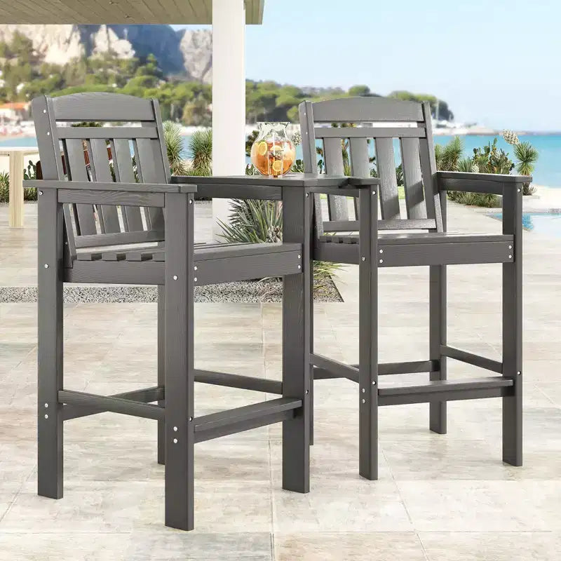 GDFStudio Laura Tall Adirondack Outdoor Bar Stools with Tray (Set of 2)