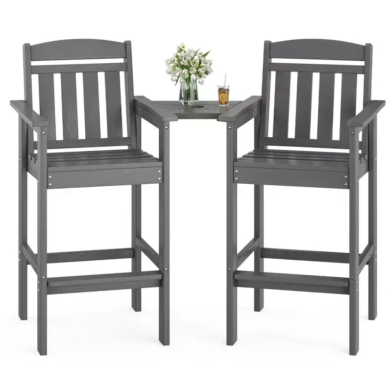 GDFStudio Laura Tall Adirondack Outdoor Bar Stools with Tray (Set of 2)