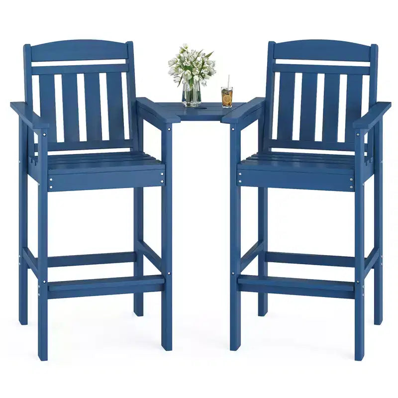 GDFStudio Laura Tall Adirondack Outdoor Bar Stools with Tray (Set of 2)
