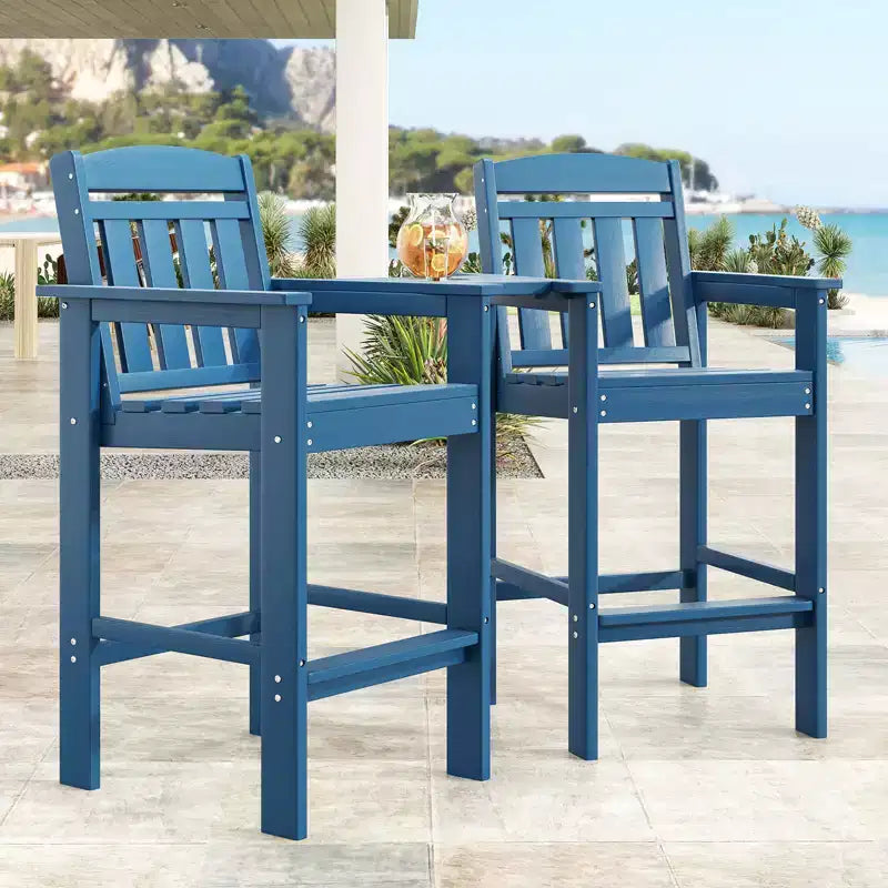 GDFStudio Laura Tall Adirondack Outdoor Bar Stools with Tray (Set of 2)