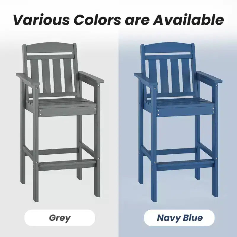 GDFStudio Laura Tall Adirondack Outdoor Bar Stools with Tray (Set of 2)