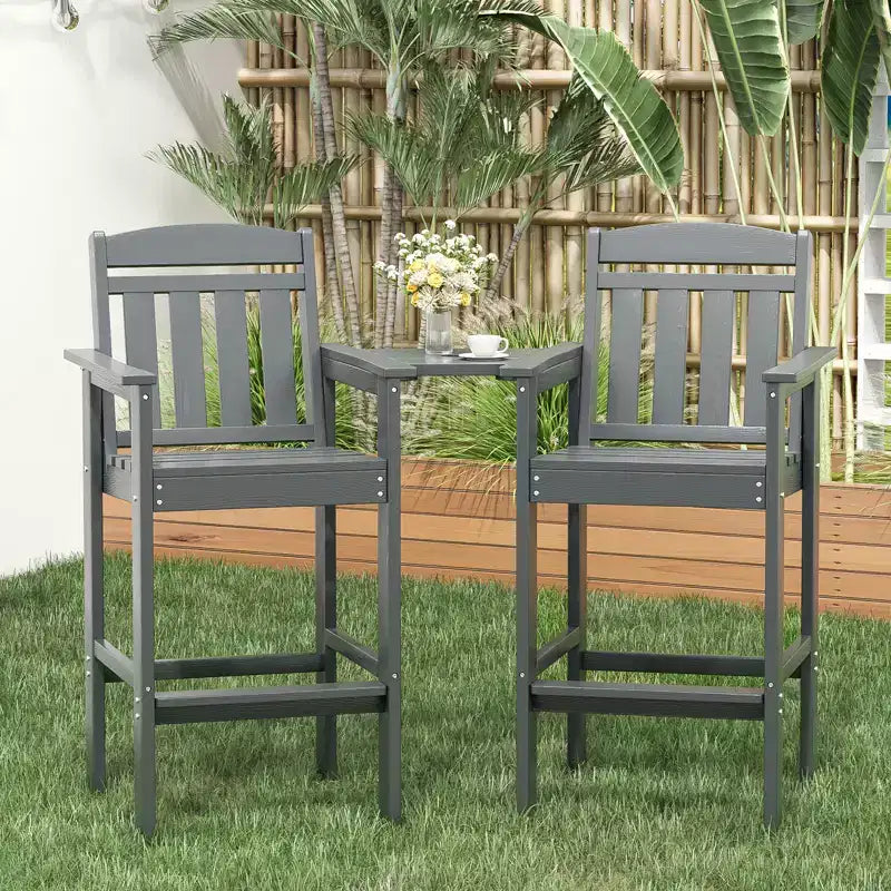 Sgabelli da bar da esterno GDFStudio Laura Tall Adirondack con vassoio (set da 2)