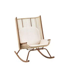 ModernLuxe Sedia a Dondolo da Esterno con Schienale ad Arco Alto e Cuscino, Dondolo da Patio in Rattan PE, Sedia a Sdraio Moderna in Vimini