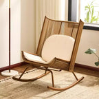 ModernLuxe Sedia a Dondolo da Esterno con Schienale ad Arco Alto e Cuscino, Dondolo da Patio in Rattan PE, Sedia a Sdraio Moderna in Vimini