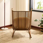 ModernLuxe Sedia a Dondolo da Esterno con Schienale ad Arco Alto e Cuscino, Dondolo da Patio in Rattan PE, Sedia a Sdraio Moderna in Vimini