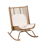 ModernLuxe Sedia a Dondolo da Esterno con Schienale ad Arco Alto e Cuscino, Dondolo da Patio in Rattan PE, Sedia a Sdraio Moderna in Vimini