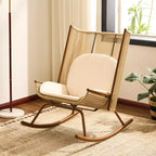 ModernLuxe Sedia a Dondolo da Esterno con Schienale ad Arco Alto e Cuscino, Dondolo da Patio in Rattan PE, Sedia a Sdraio Moderna in Vimini