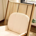 ModernLuxe Sedia a Dondolo da Esterno con Schienale ad Arco Alto e Cuscino, Dondolo da Patio in Rattan PE, Sedia a Sdraio Moderna in Vimini