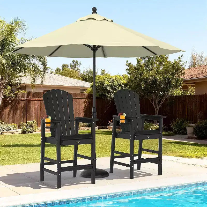VINGLI Tall Adirondack Chair, All-Weather Plastic Adirondack Chair with Cup Holder Heavy-Duty Outdoor Barstools