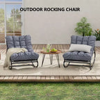 Outdoor Rocking Chair with Adjustable Papasan Design, Durable Metal Frame, Waterproof Comfort Cushion for Patio, Porch, Garden & Indoor Living Room