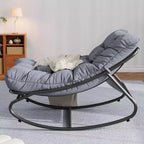 Outdoor Rocking Chair with Adjustable Papasan Design, Durable Metal Frame, Waterproof Comfort Cushion for Patio, Porch, Garden & Indoor Living Room