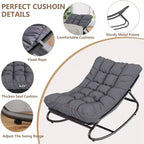Outdoor Rocking Chair with Adjustable Papasan Design, Durable Metal Frame, Waterproof Comfort Cushion for Patio, Porch, Garden & Indoor Living Room