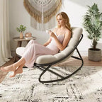 Outdoor Rocking Chair with Adjustable Papasan Design, Durable Metal Frame, Waterproof Comfort Cushion for Patio, Porch, Garden & Indoor Living Room