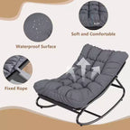 Outdoor Rocking Chair with Adjustable Papasan Design, Durable Metal Frame, Waterproof Comfort Cushion for Patio, Porch, Garden & Indoor Living Room